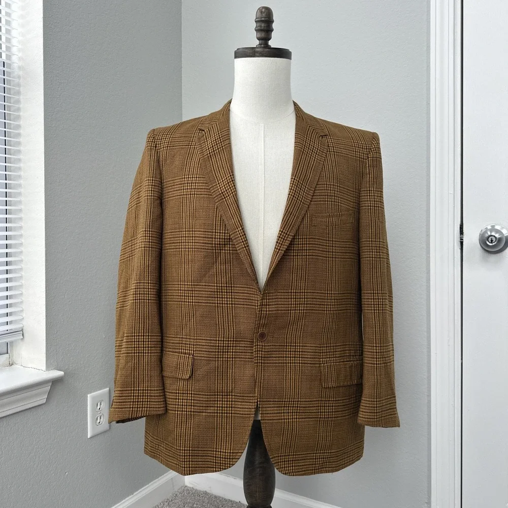 VTG 60's Pendennis Club Merit Sport Coat Men 42 Equestrian Lining Glen Check